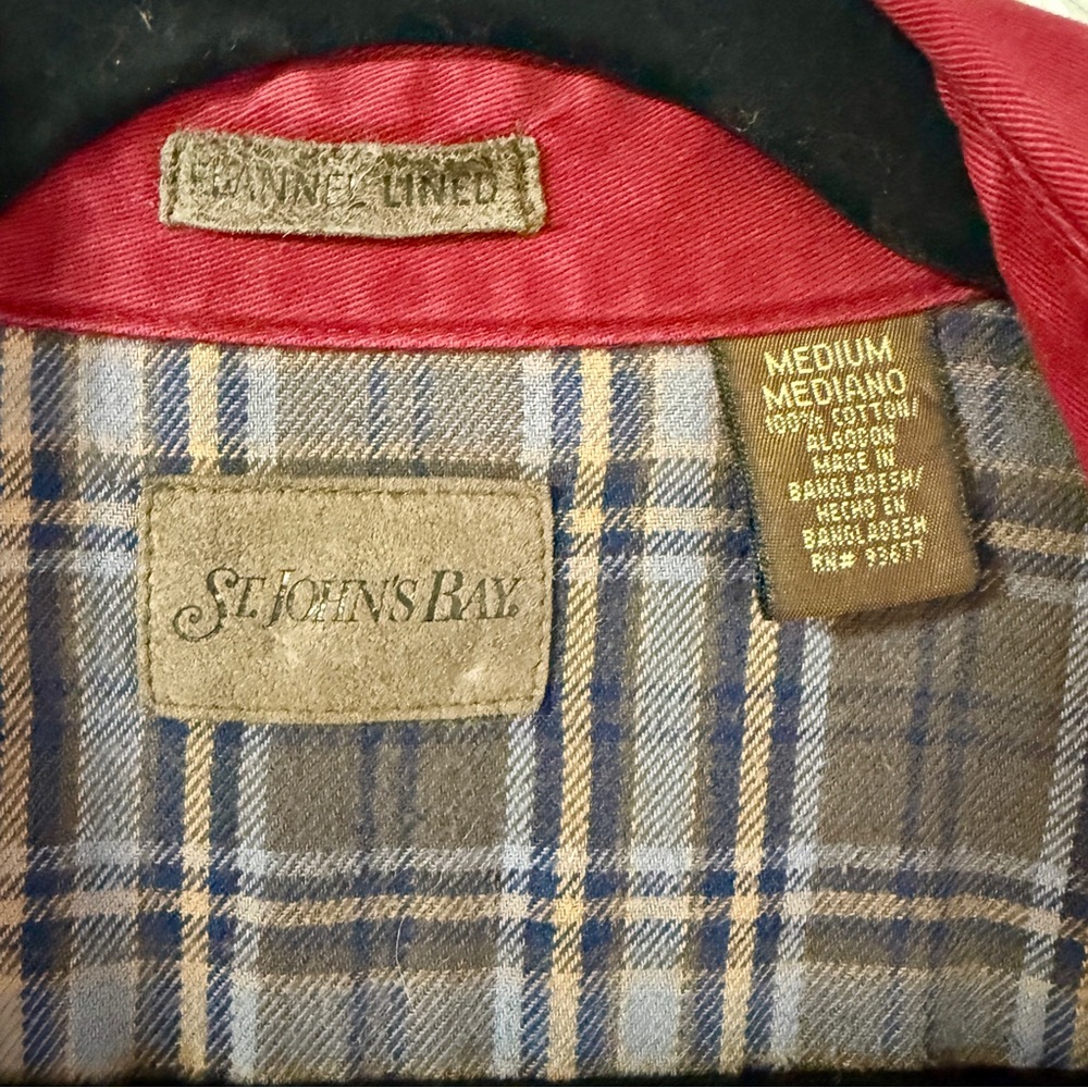 St John’s Bay Barn Jacket Red Canvas Flannel Lined Workwear Jacket - Picture 5 of 8